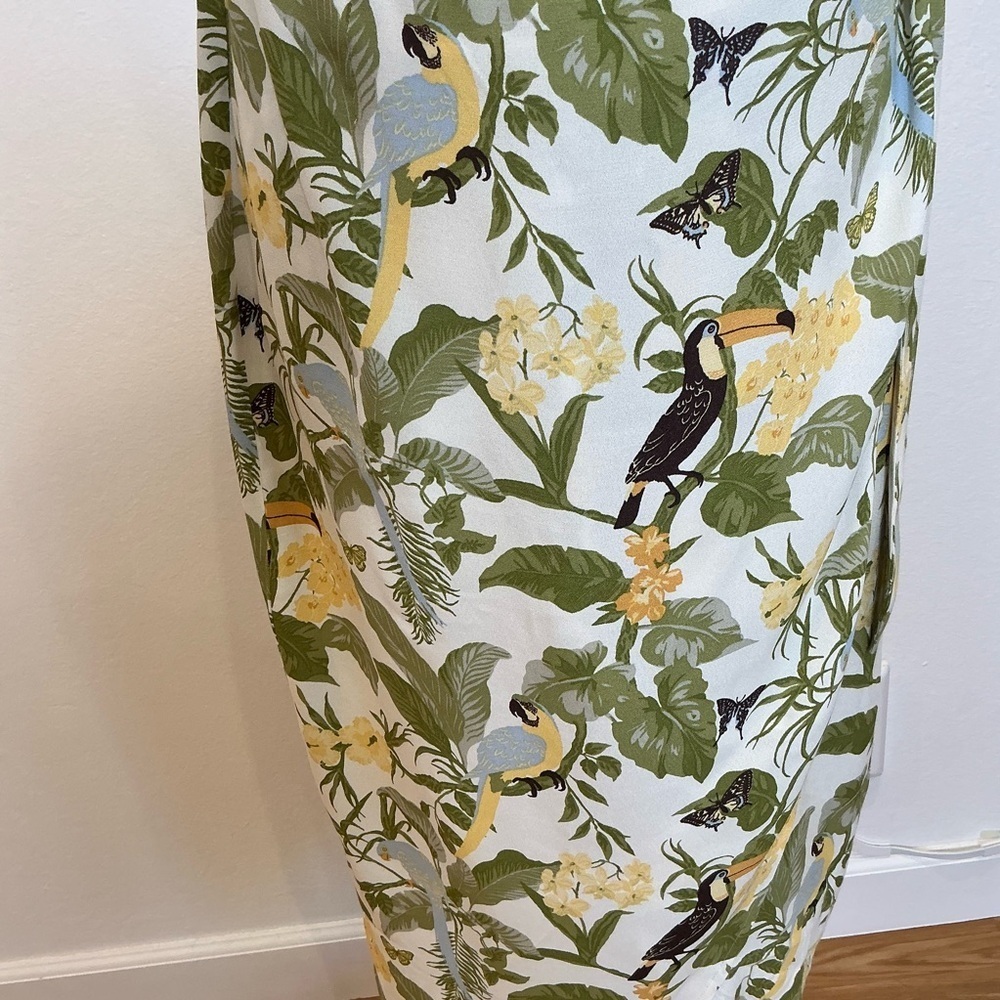 Reformation Rianne Tropics  Toucan Bird and Leaves Print Wrap Dress Size 12 - Picture 9 of 16